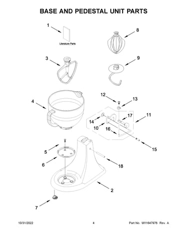 Base and pedestal unit parts