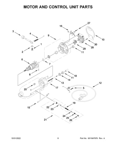Motor and control unit parts