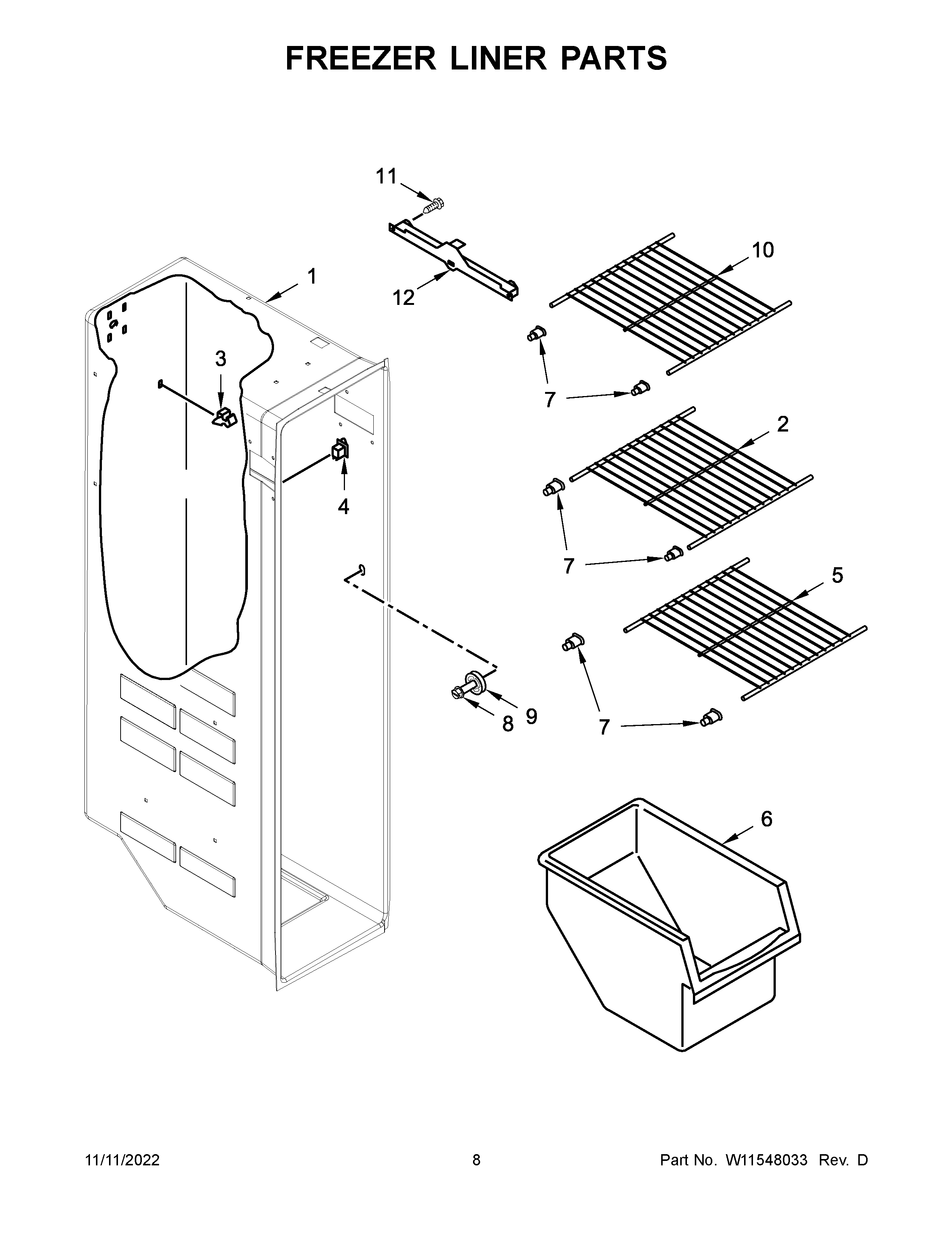 Freezer liner parts