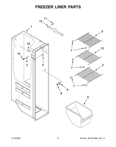 Freezer liner parts