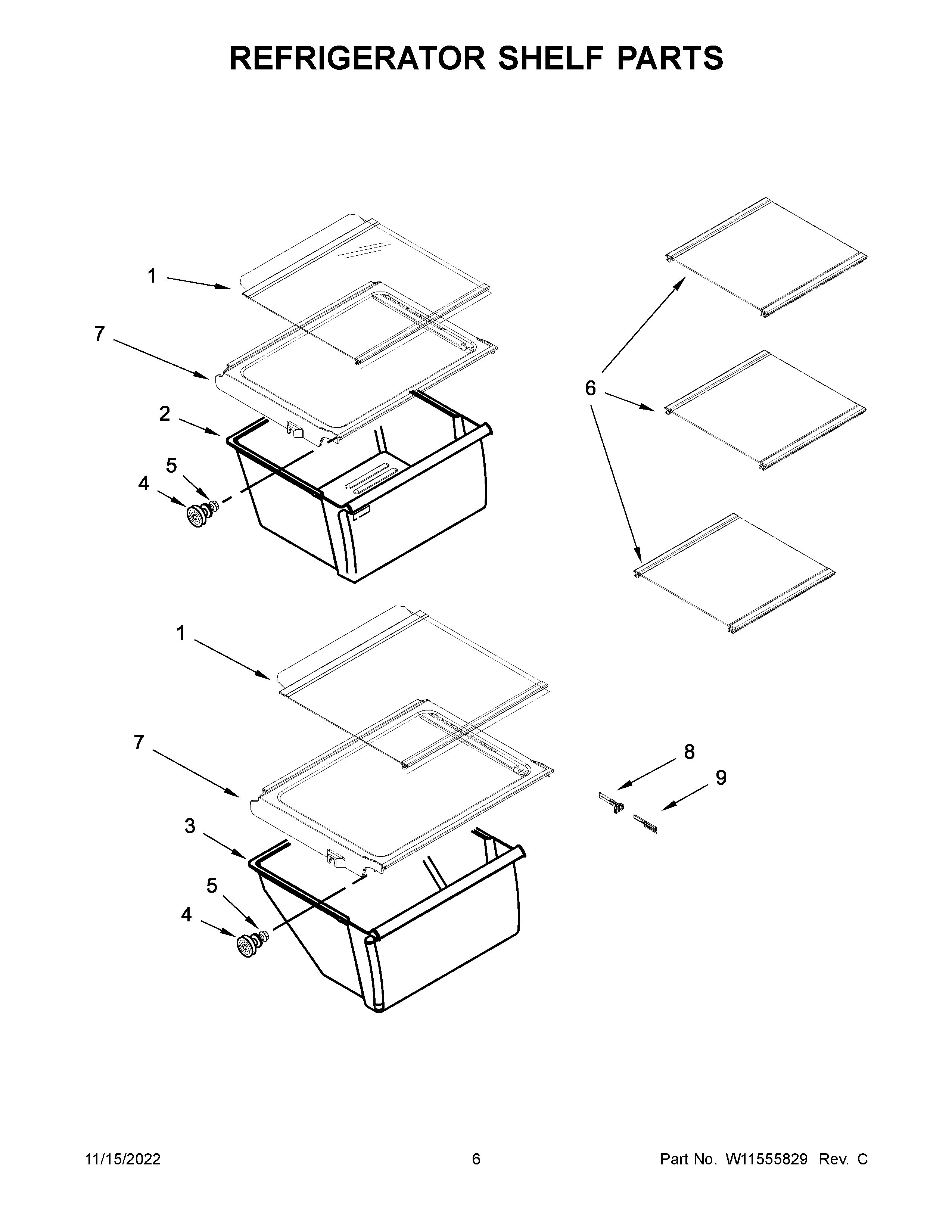 Refrigerator shelf parts