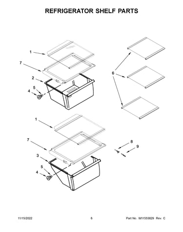 Refrigerator shelf parts
