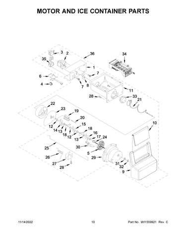 Motor and ice container parts