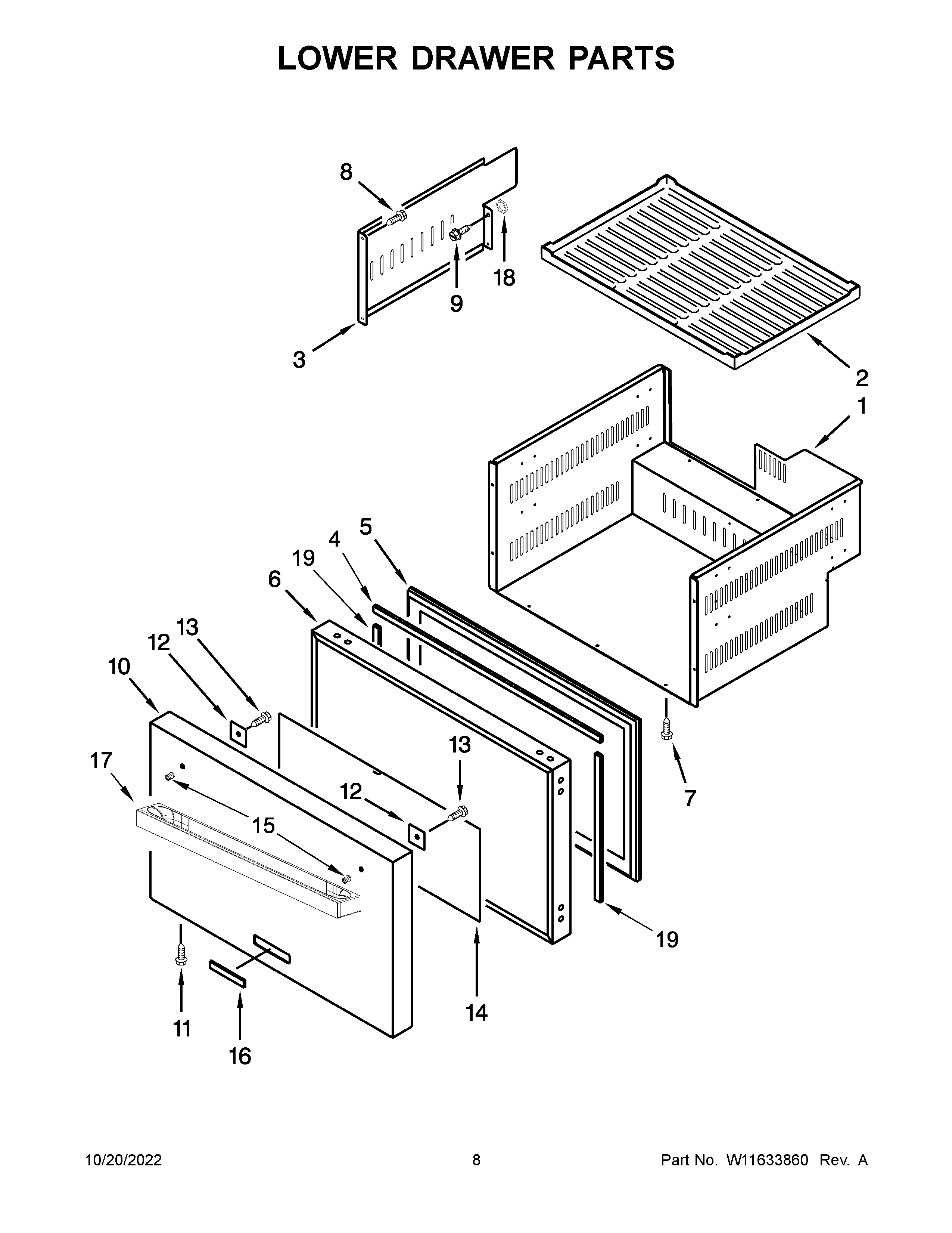 Lower drawer parts