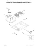 Cooktop, burner and grate parts