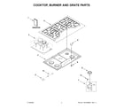 Maytag MGC7536DS05 cooktop, burner and grate parts diagram