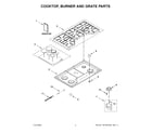 Maytag MGC9536DS05 cooktop, burner and grate parts diagram