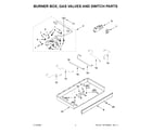 Whirlpool WCG97US0HS05 burner box, gas valves and switch parts diagram