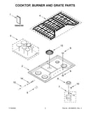 Cooktop, burner and grate parts