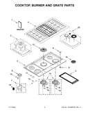 Cooktop, burner and grate parts