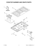 Cooktop, burner and grate parts