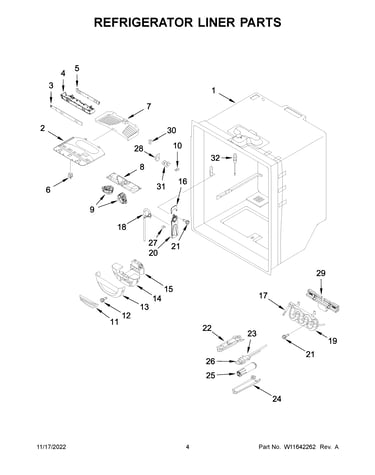 Refrigerator liner parts