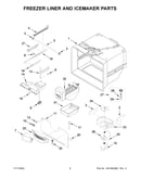 Freezer liner and icemaker parts