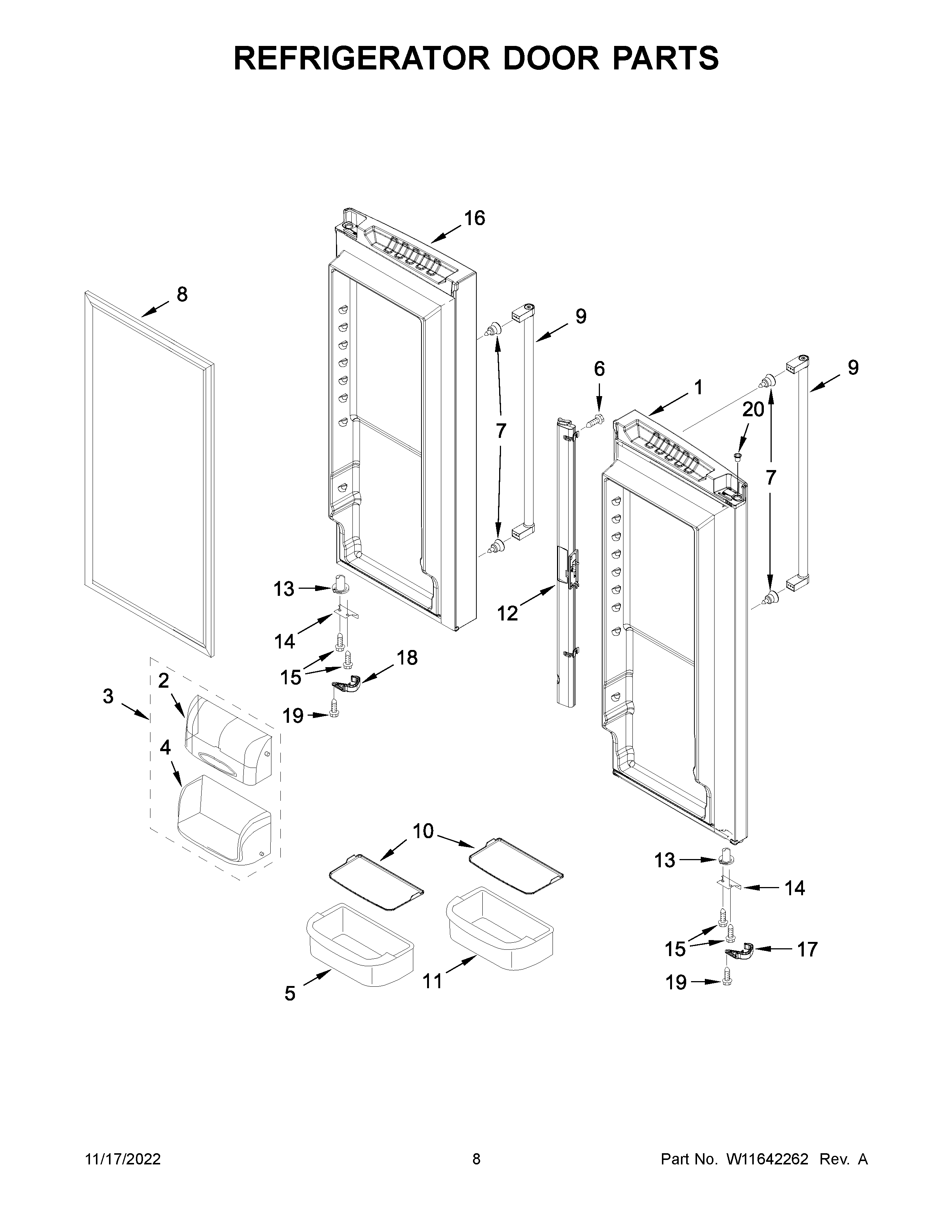 Refrigerator door parts