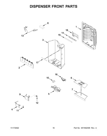 Dispenser front parts