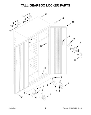 Tall gearbox locker parts