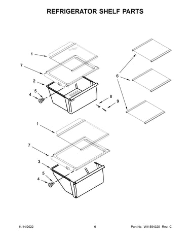 Refrigerator shelf parts