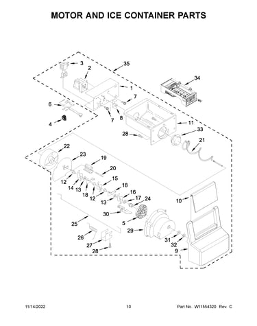 Motor and ice container parts