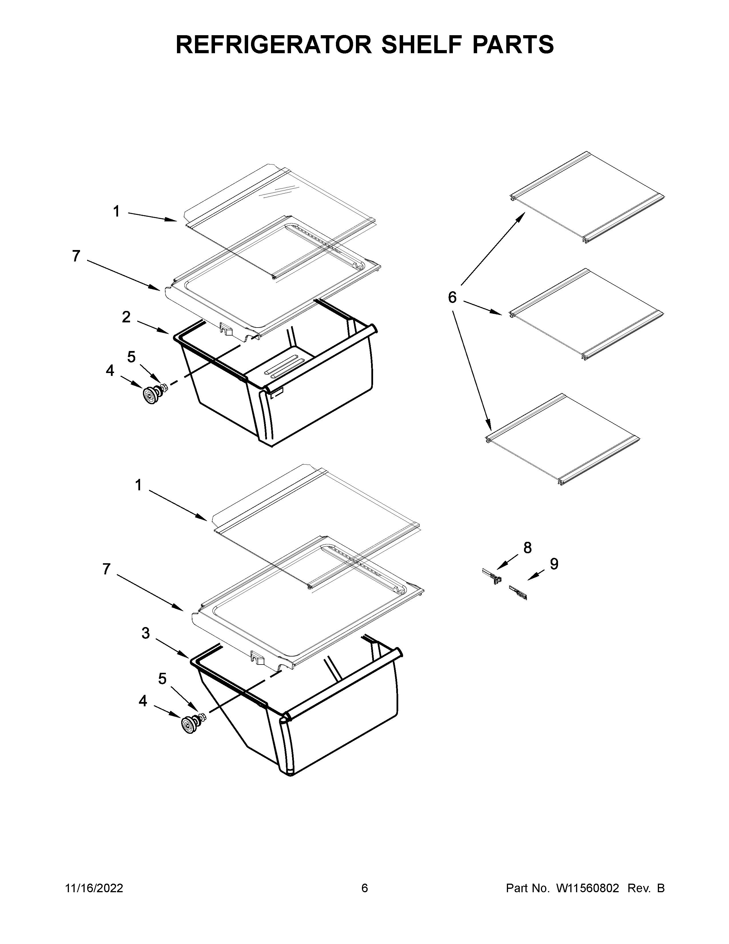 Refrigerator shelf parts