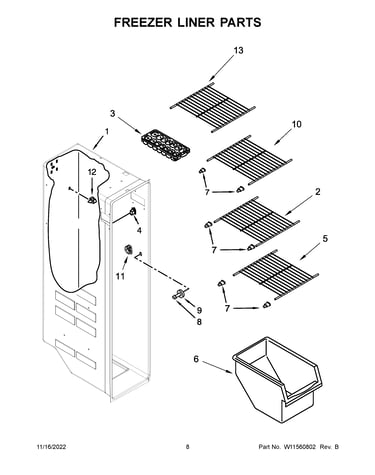 Freezer liner parts