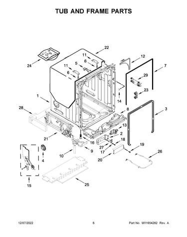 Tub and frame parts