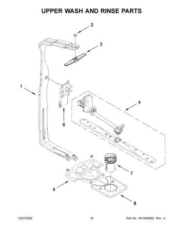 Upper wash and rinse parts