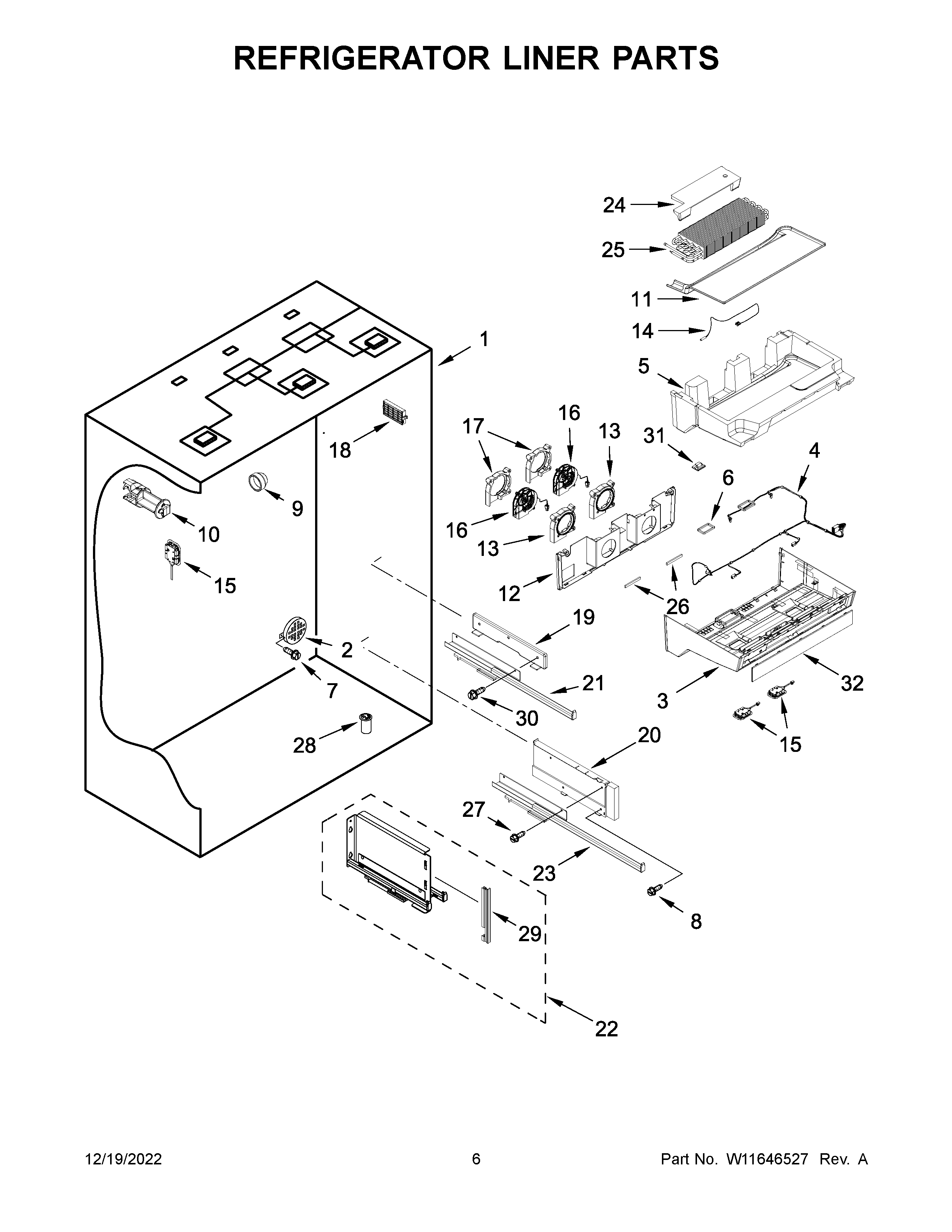 Refrigerator liner parts