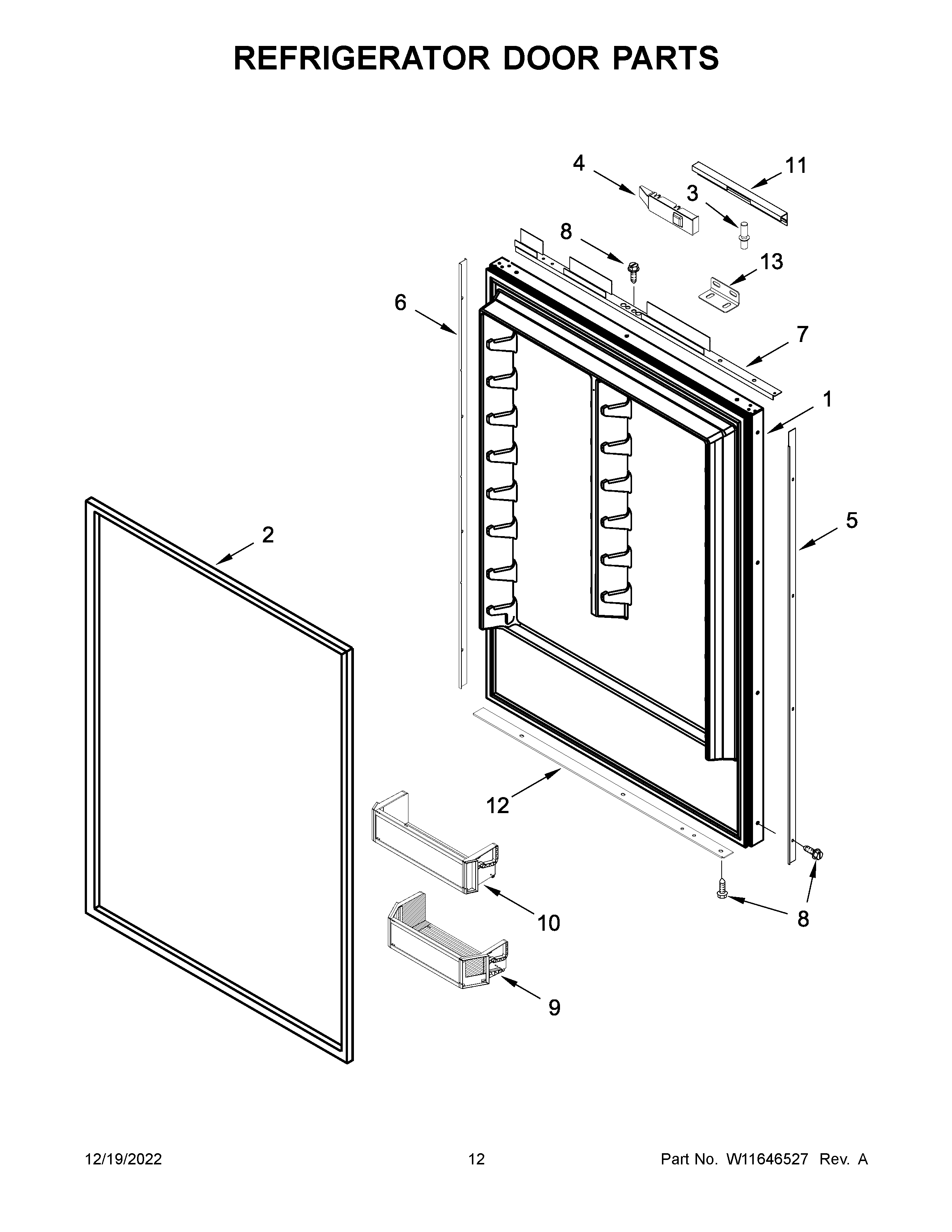 Refrigerator door parts