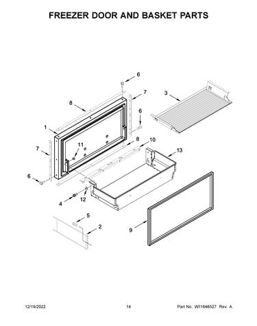 Freezer door and basket parts