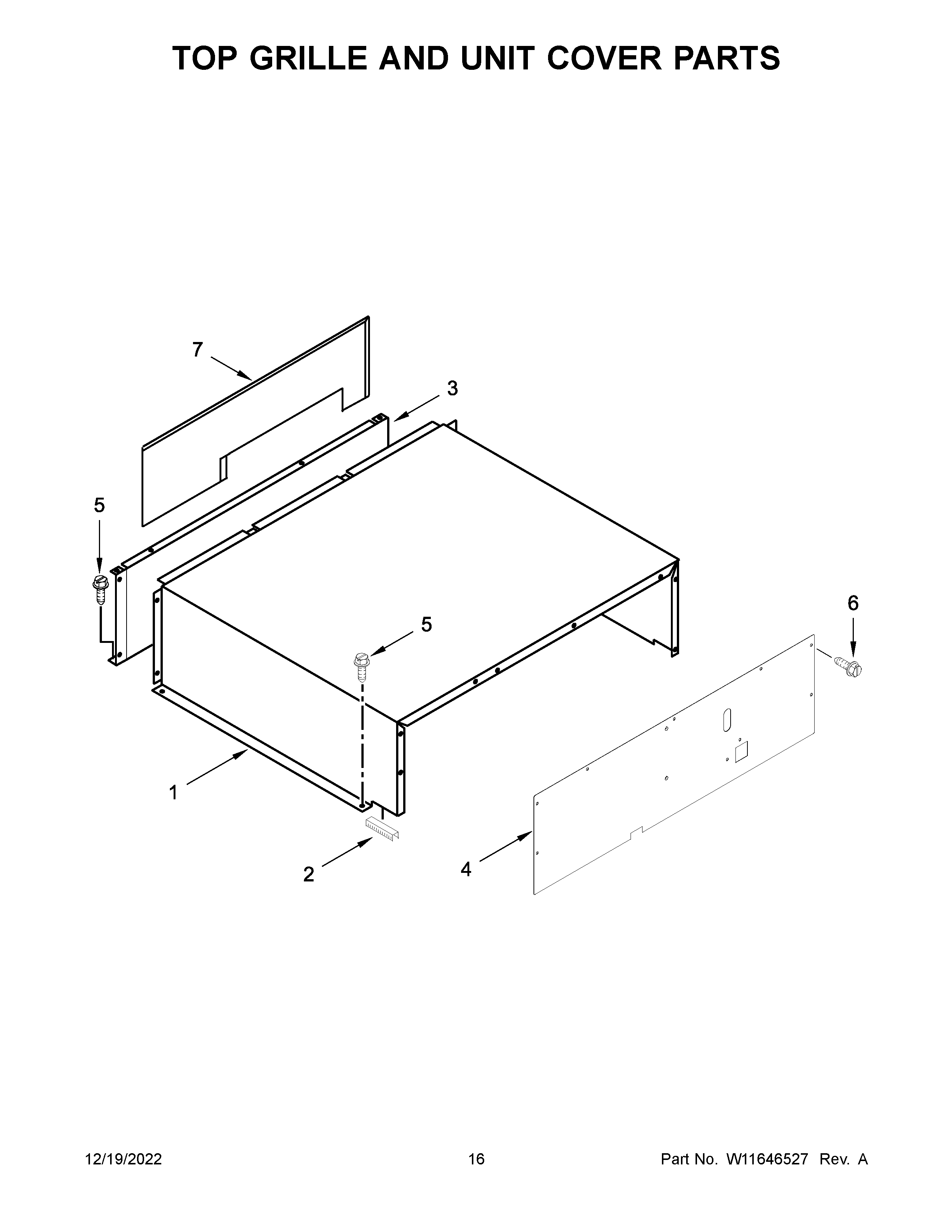 Top grille and unit cover parts