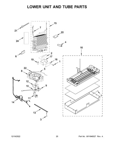 Lower unit and tube parts