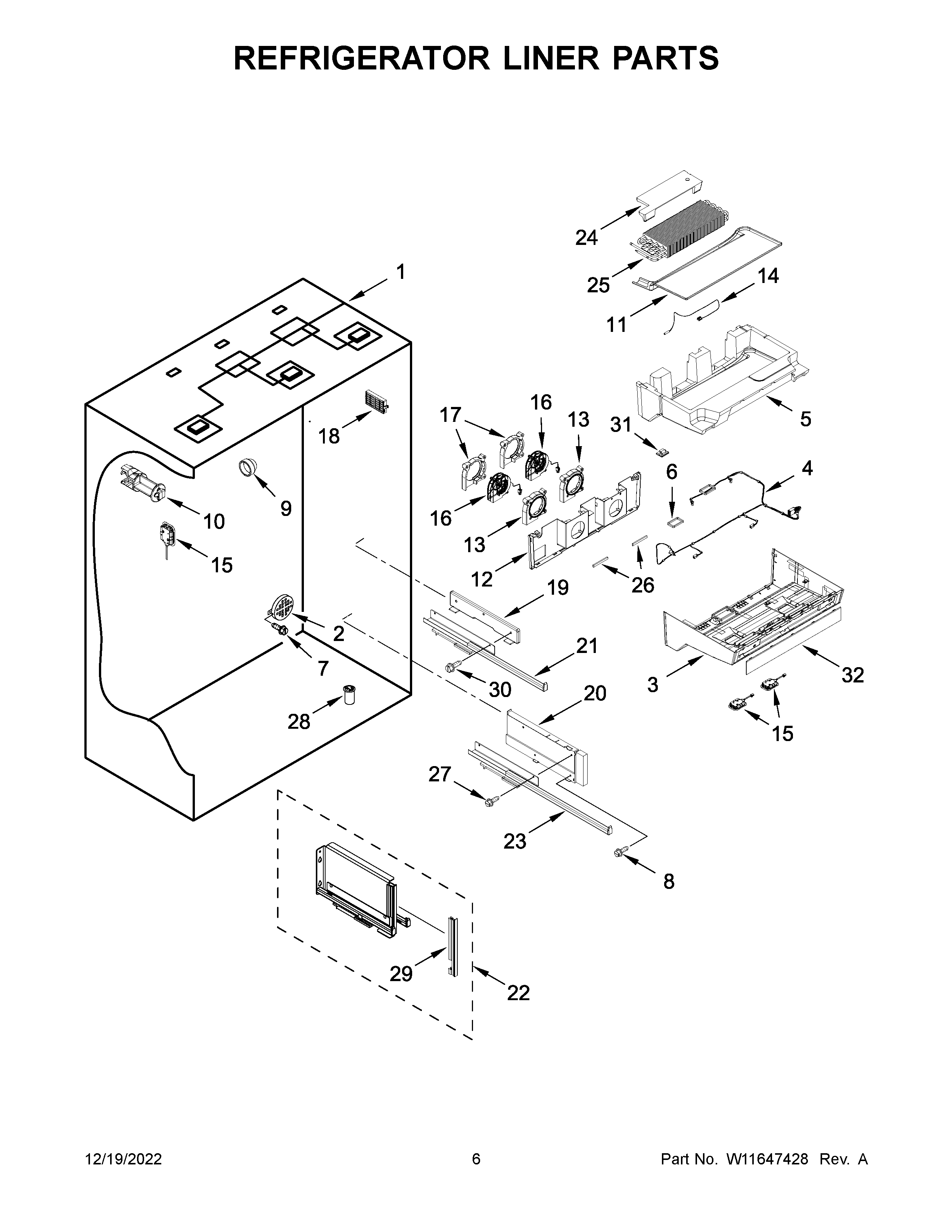 REFRIGERATOR LINER PARTS