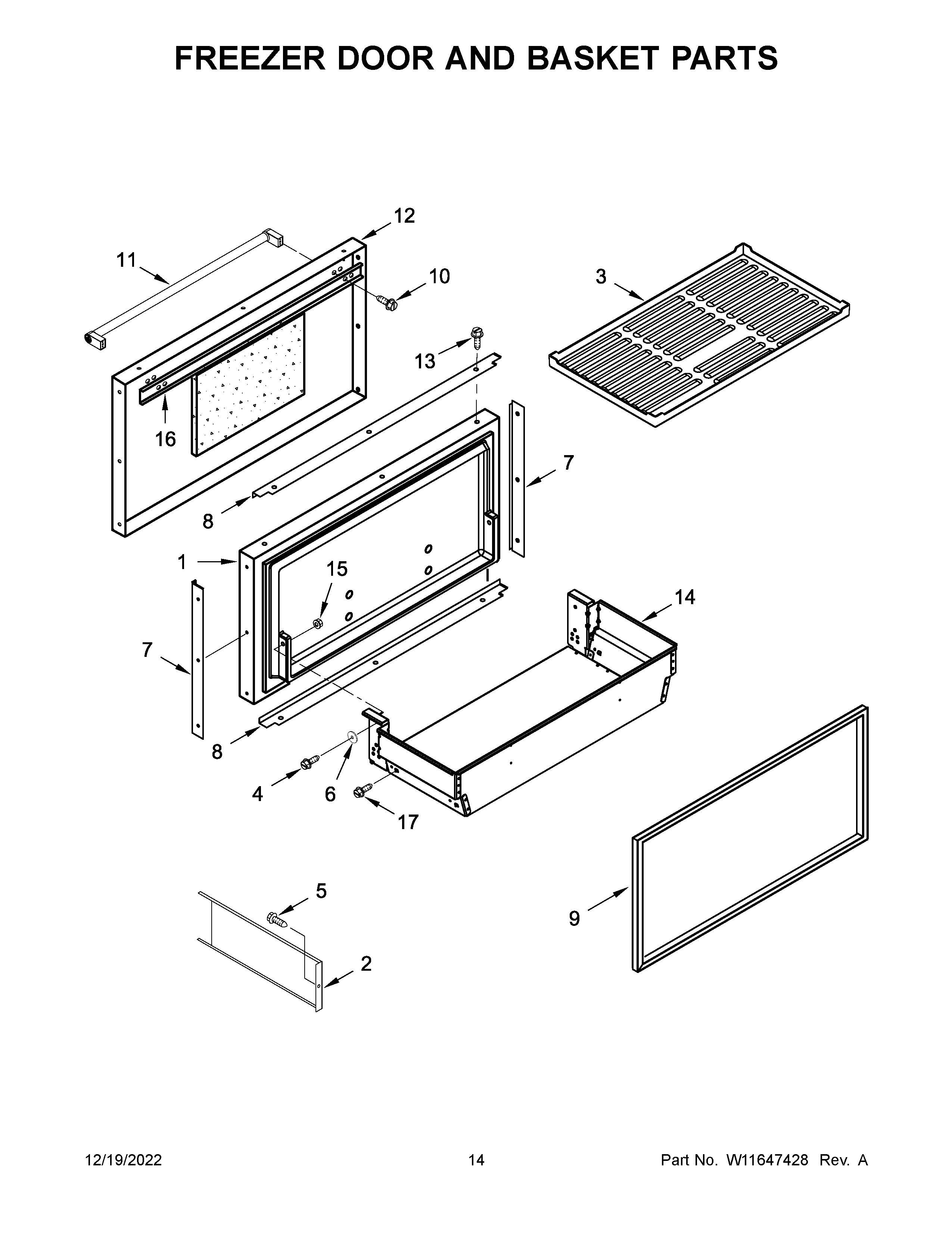 FREEZER DOOR AND BASKET PARTS