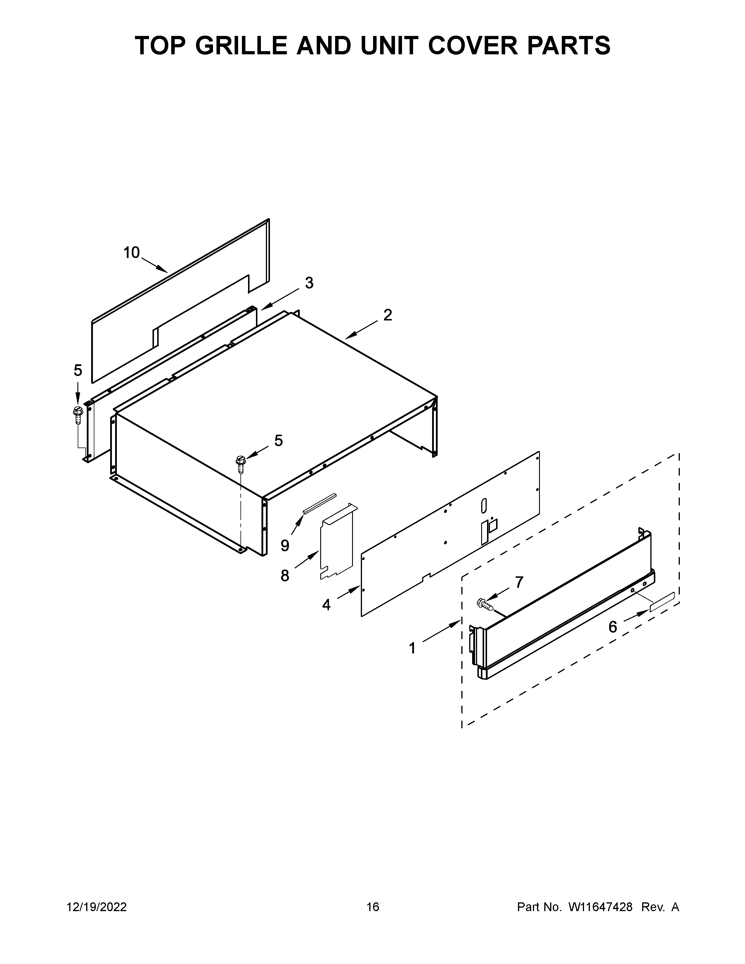 TOP GRILLE AND UNIT COVER PARTS