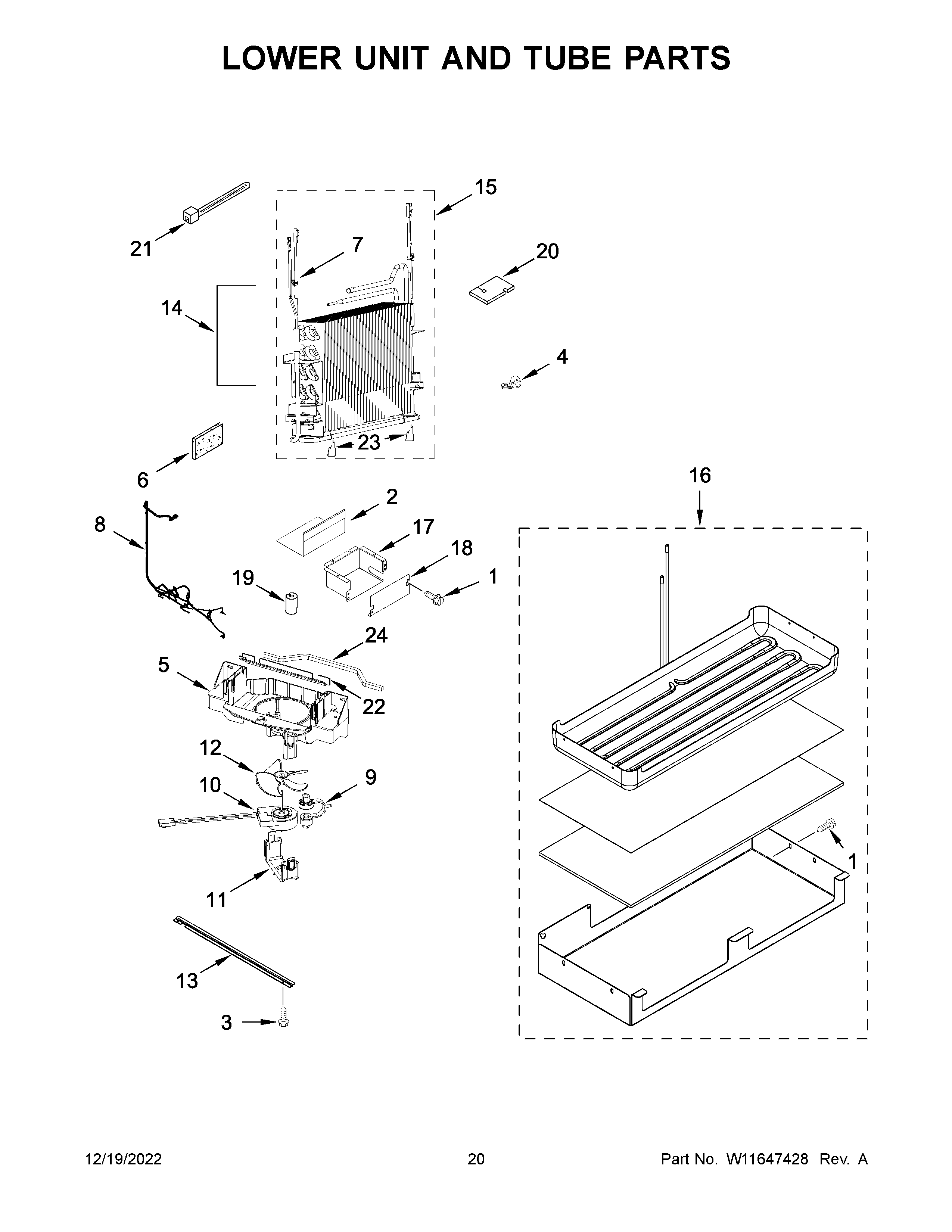 LOWER UNIT AND TUBE PARTS