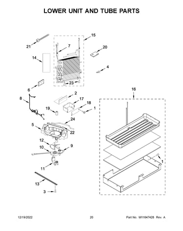 Lower unit and tube parts