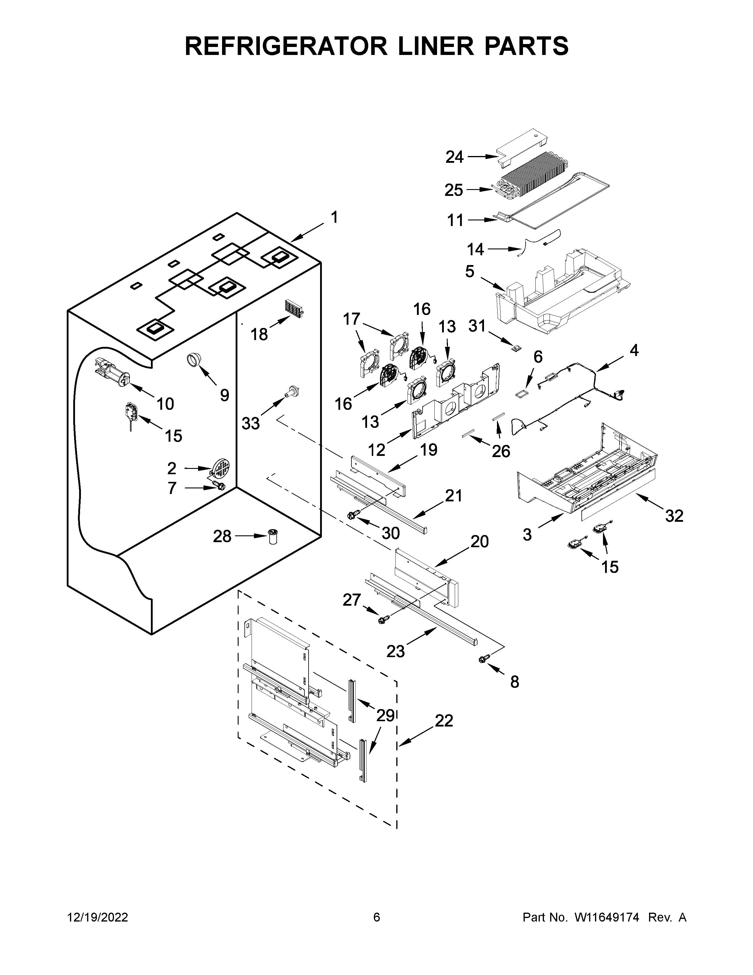 Refrigerator liner parts