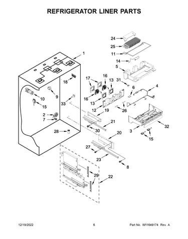 Refrigerator liner parts