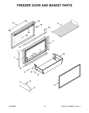Freezer door and basket parts