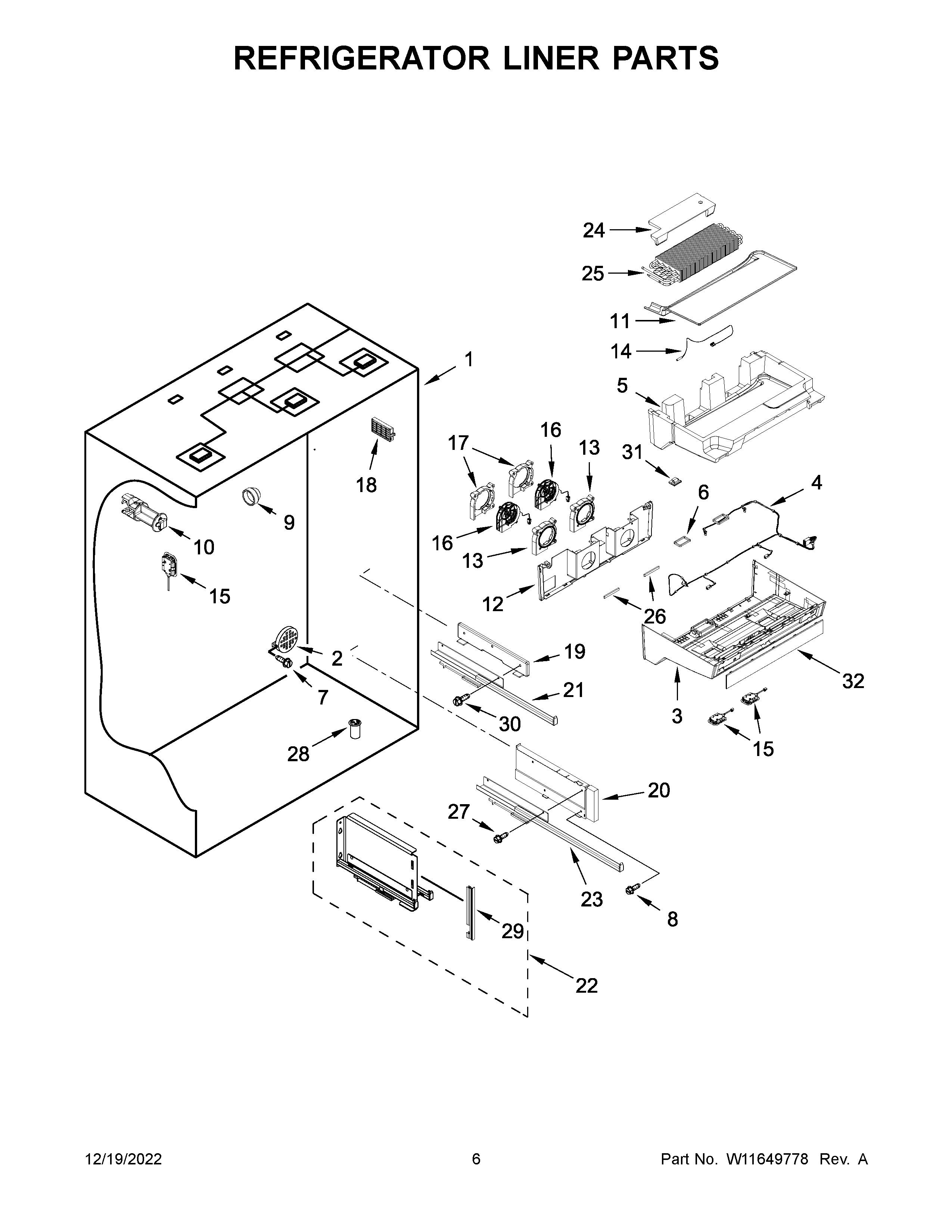 Refrigerator liner parts