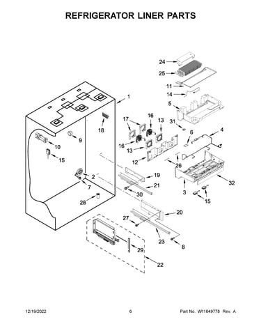 Refrigerator liner parts