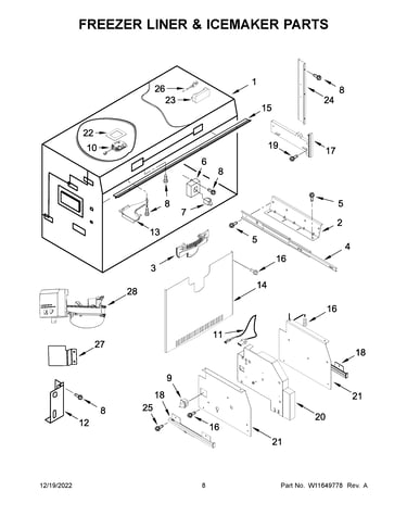 Freezer liner & icemaker parts