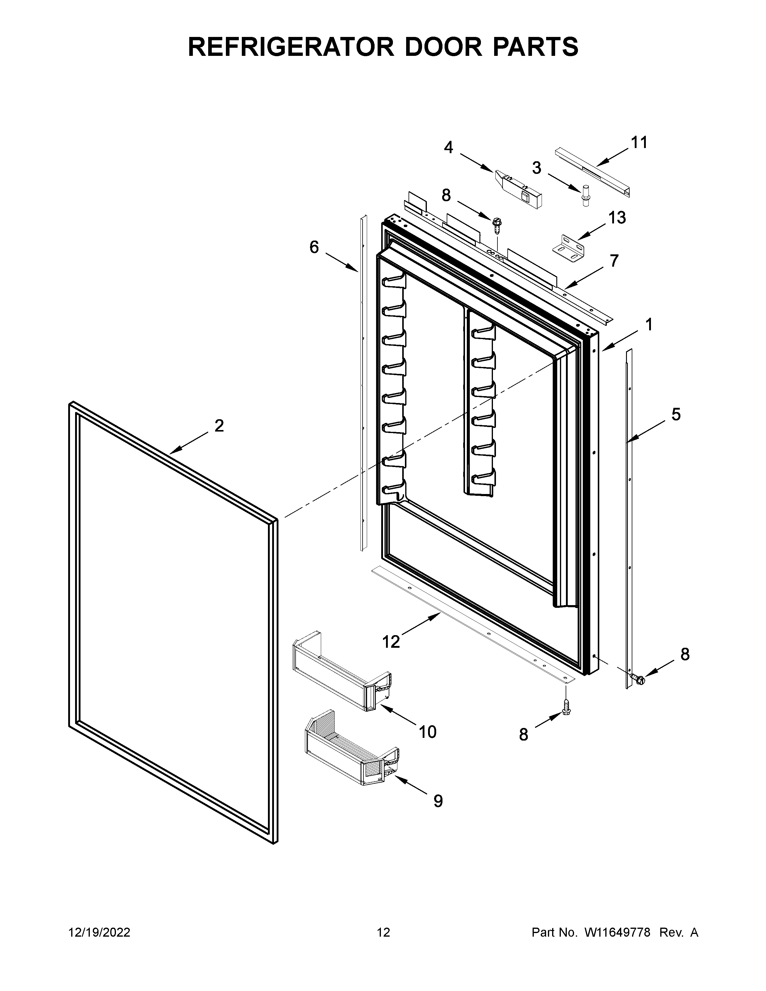 Refrigerator door parts