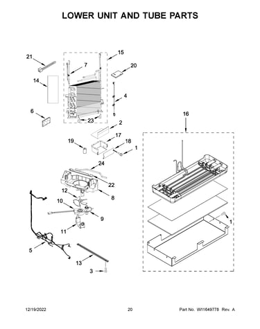 Lower unit and tube parts