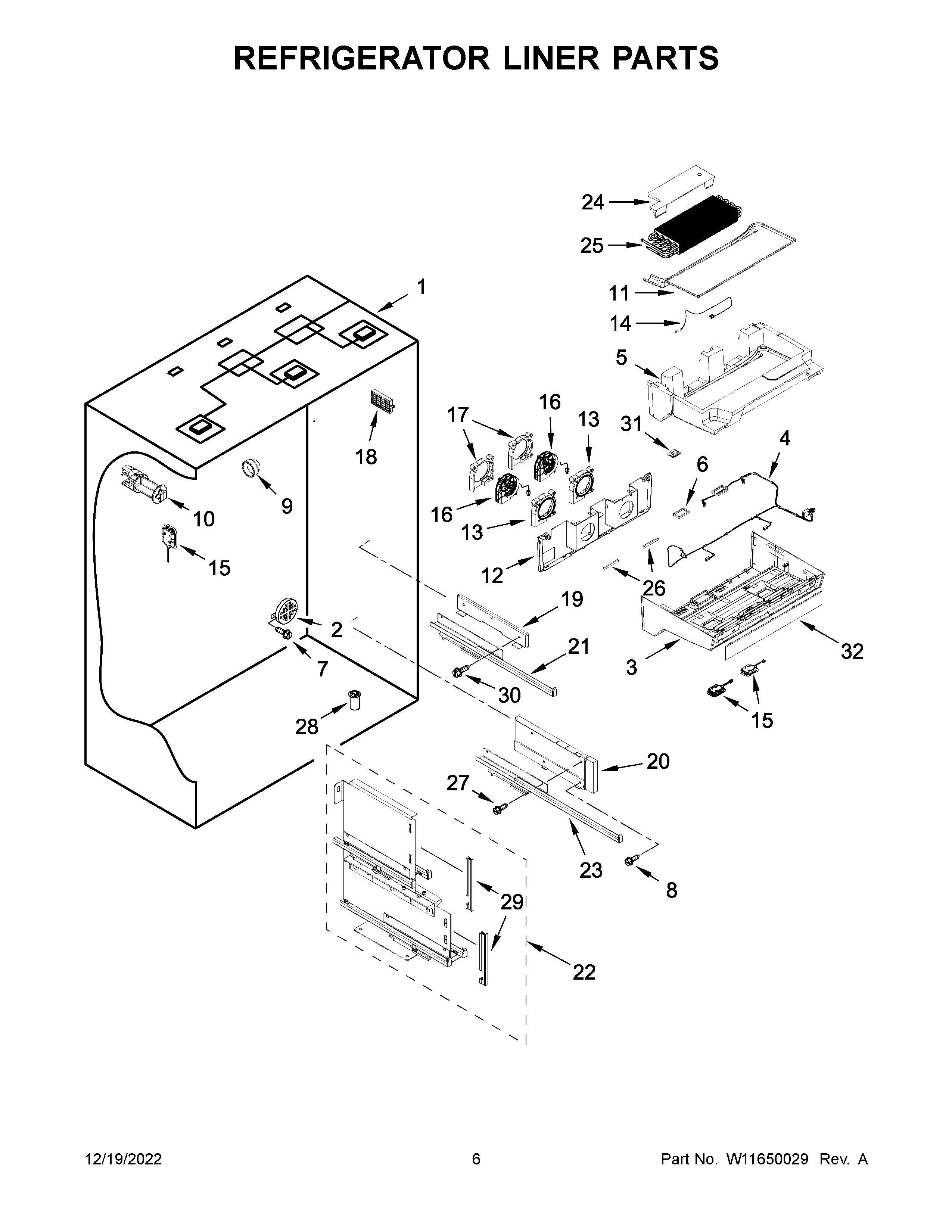 REFRIGERATOR LINER PARTS