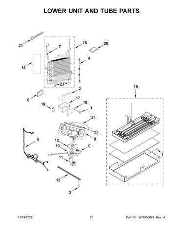 Lower unit and tube parts
