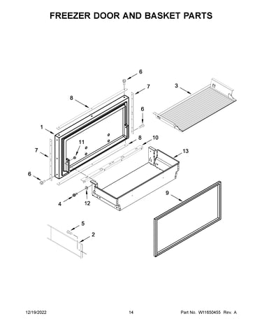 Freezer door and basket parts