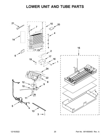 Lower unit and tube parts