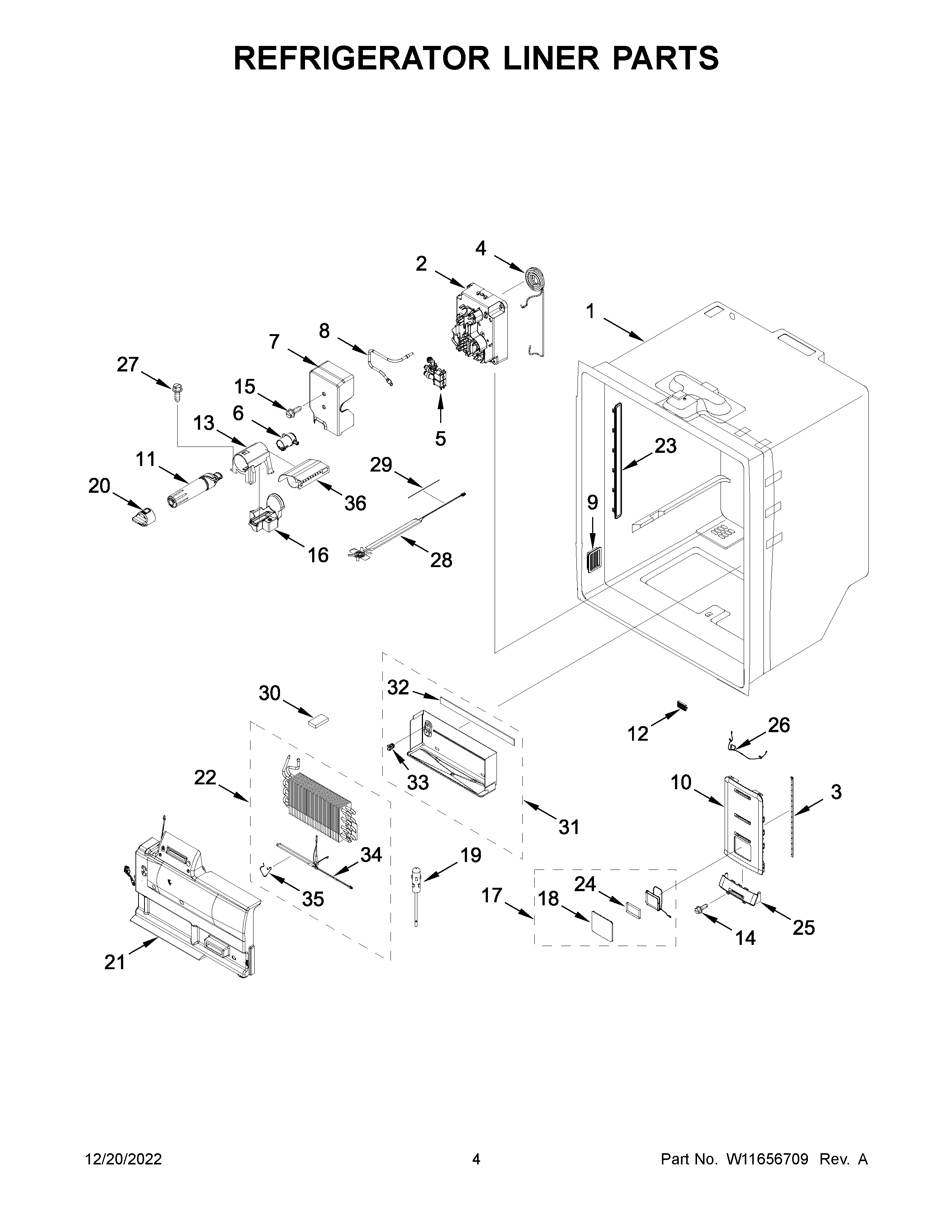 REFRIGERATOR LINER PARTS