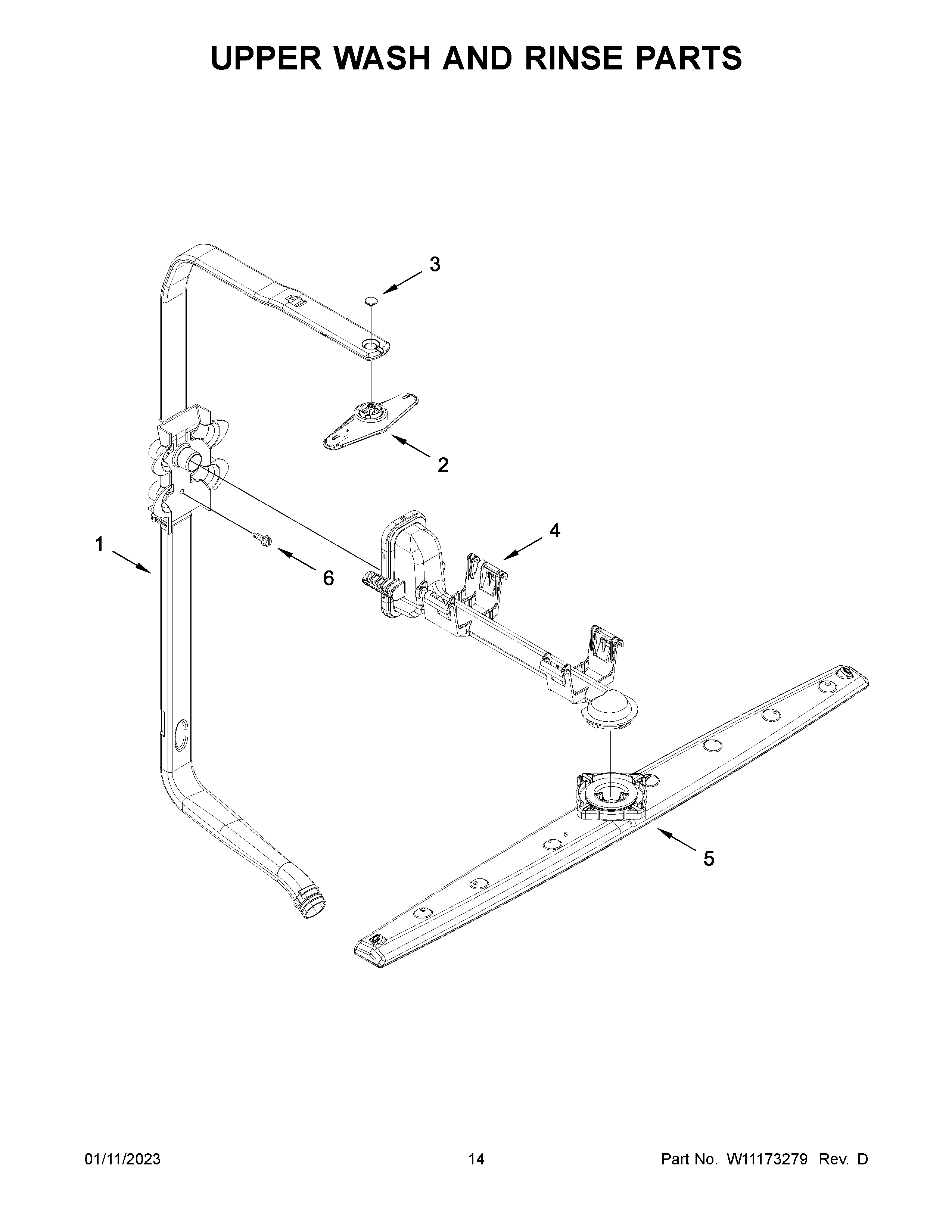 Upper wash and rinse parts